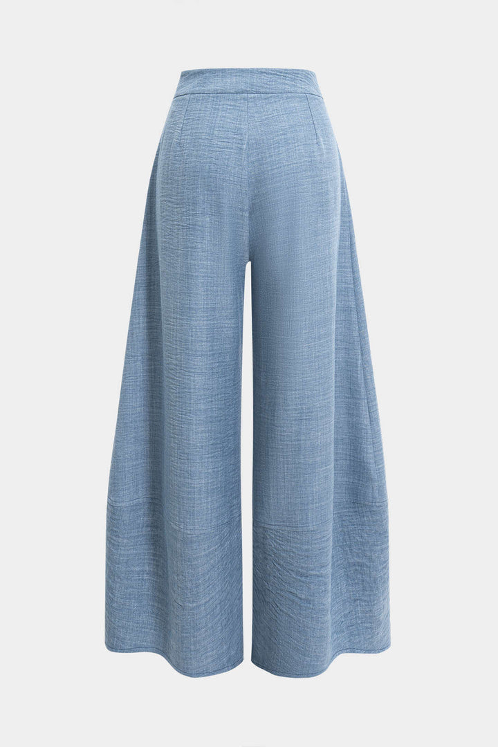 Büzgü Detaylı Fermuarlı Cepli Geniş Paça Pantolon