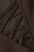 Kalp Yakalı File Kesilmiş Mini Elbise