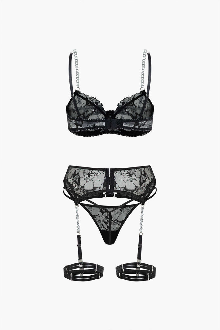 Tül Zincir Çapraz Detaylı Jartiyer Takımı