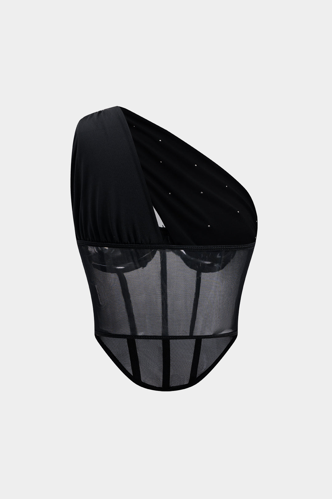 Tül Strazlı Şeffaf Büzgülü Büstiyer Korse Atlet