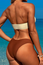 Metalik Büzgülü Sırt Dekolteli Bikini Takımı