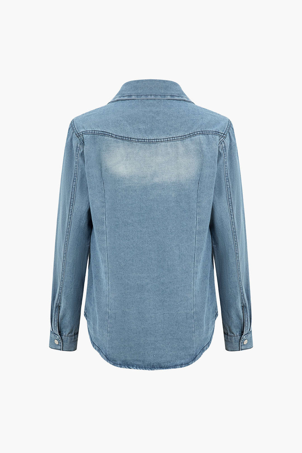 Katı Denim Düğmeli Cepli Gömlek