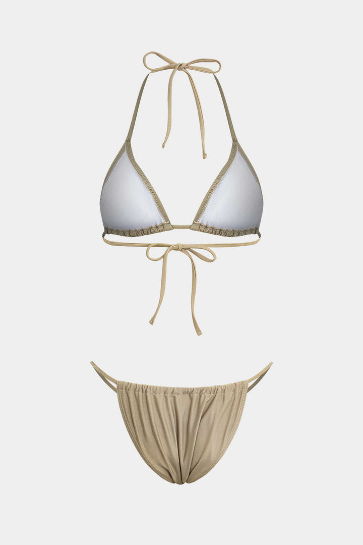 Halter Yaka Bikini ve Mayo Eteği Pareo Takım