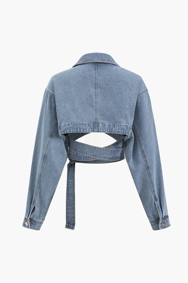 Denim Çapraz Kemerli Dış Giyim