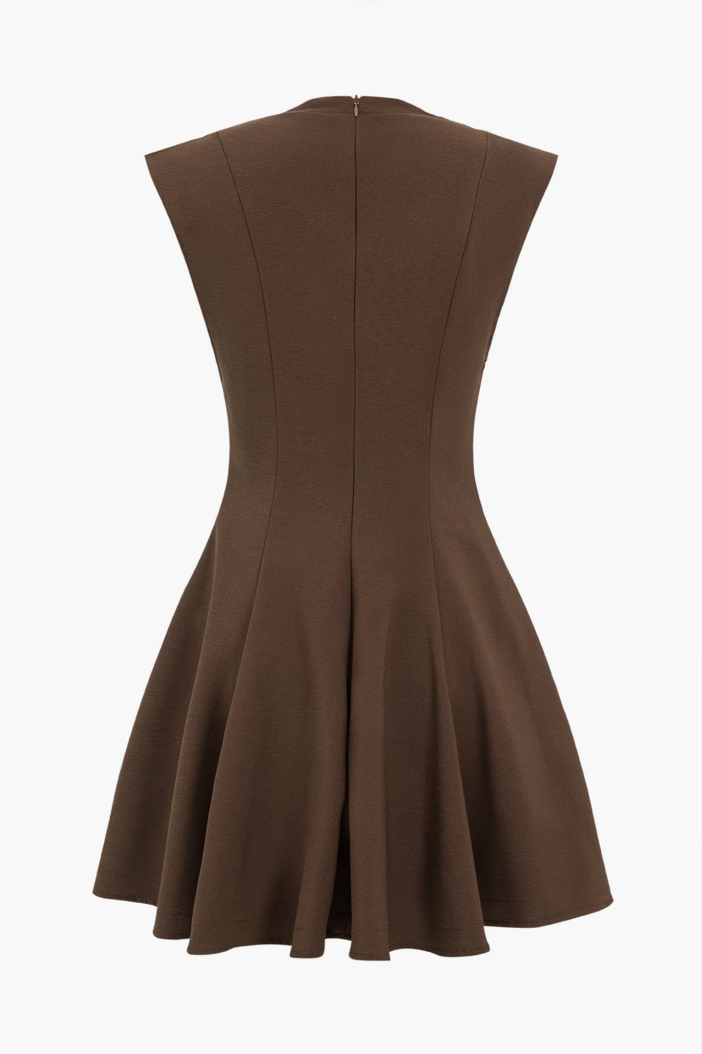 Katı Yuvarlak Yaka Mini Elbise