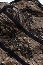 Saten Dantel Pileli Parçalı Bustiyer Korseli Straplez Mini Elbise