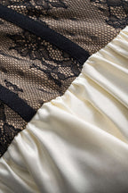 Saten Dantel Pileli Parçalı Bustiyer Korseli Straplez Mini Elbise