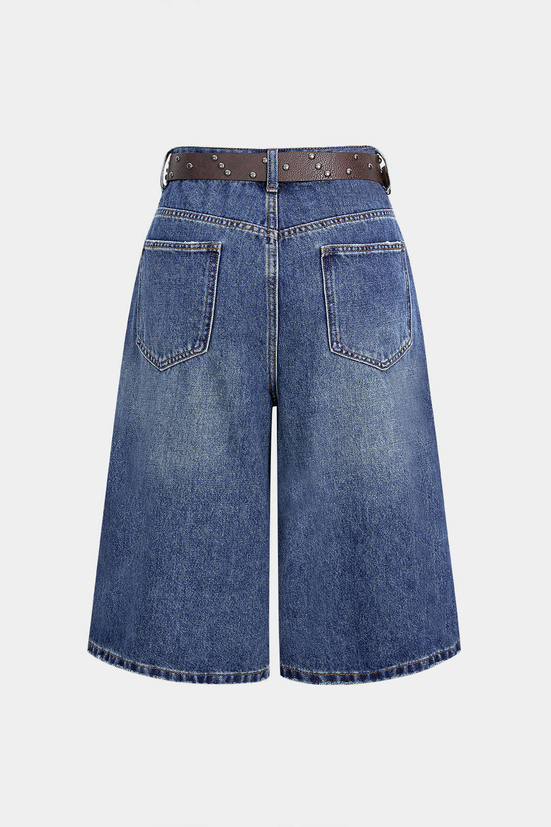 Denim Fermuarlı Yarım Şort
