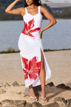 Desenli Büstiyer Karın Toparlayıcı Tek Parça Mayo ve Mayo Eteği Pareo Takımı