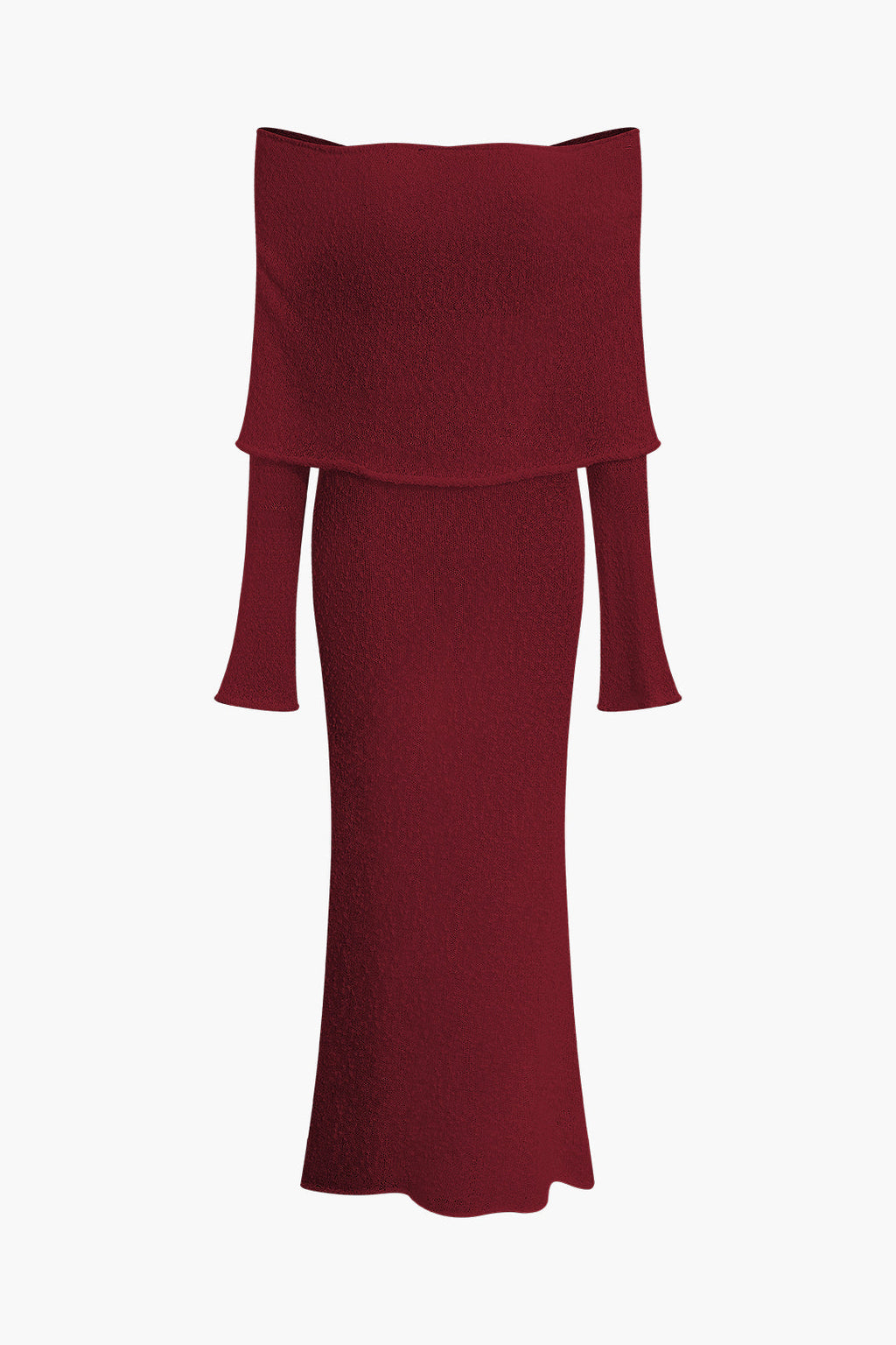 Düşük Omuz Açık Örgü maksi Elbise