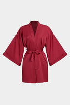 Saten Büzgülü Bağlamalı Gece Elbisesi