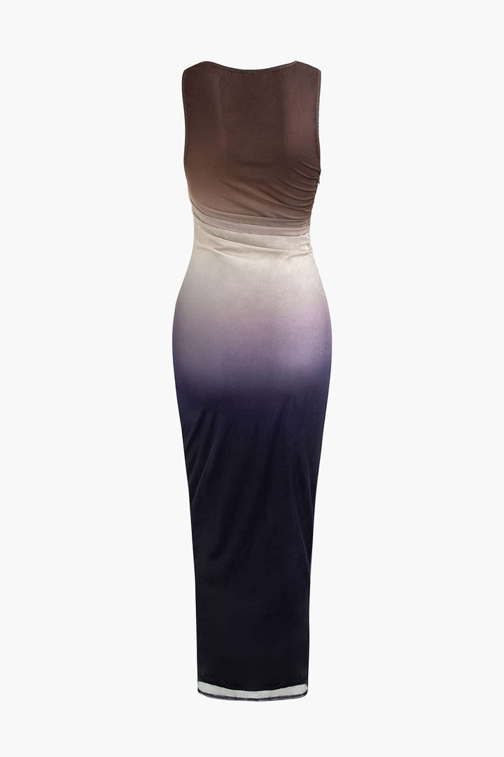 Ombre File Kolsuz Midi Elbise