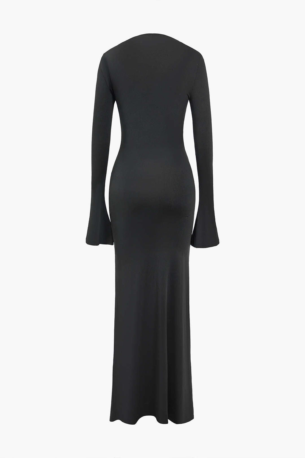 Metal Detaylı Dantelli Uzun Kollu Midi Elbise