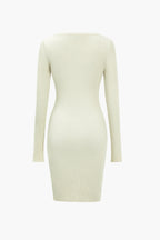 Düz Örgü Çapraz Asimetrik midi Elbise