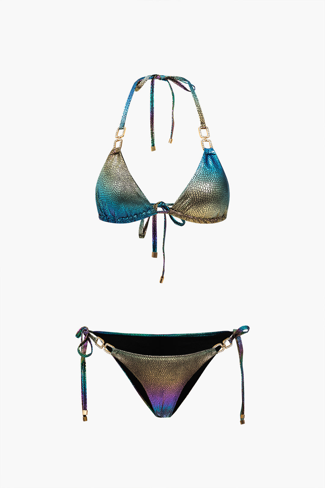 Ombre Taşlı Bağlamalı Sırtı Açık Bikini Takımı