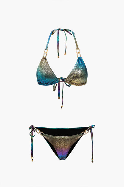 Ombre Taşlı Bağlamalı Sırtı Açık Bikini Takımı