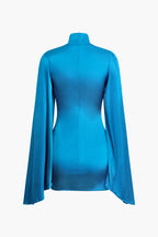 Mika Balıkçı Yaka Çan Kol Dantelli Mini Elbise