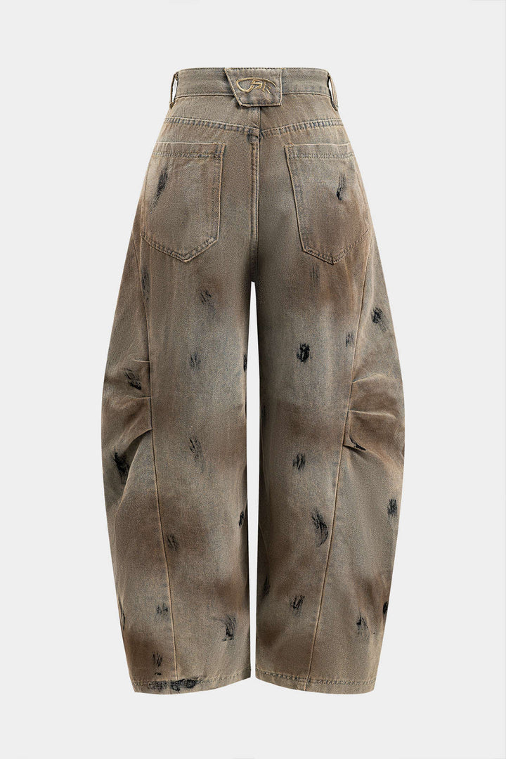 Eskitilmiş Denim Barrel Kot