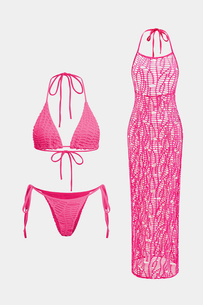 Halter Yaka Bikini ve Mayo Eteği Pareo Takımı