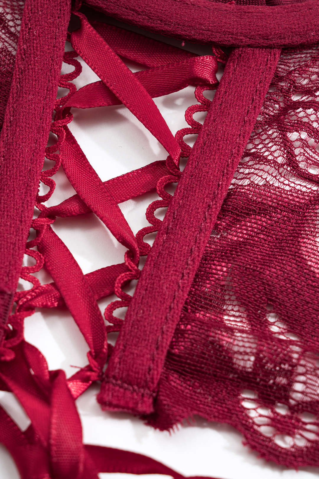 Dantel Çapraz Bağlama Detaylı Sırt Dekolteli İç Giyim Garter Seti