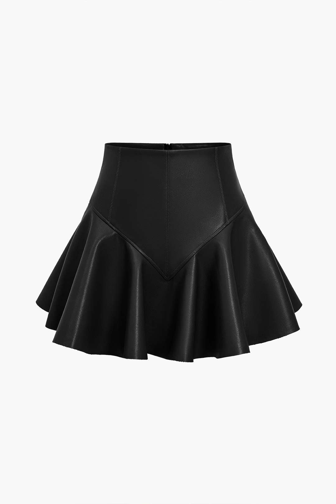Basic Deri Pileli Mini Etek