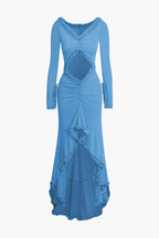 Fırfırlı Dantelli Kesilmiş maksi Elbise