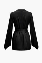Basic Katı Çentikli Yaka Kuşaklı Blazer