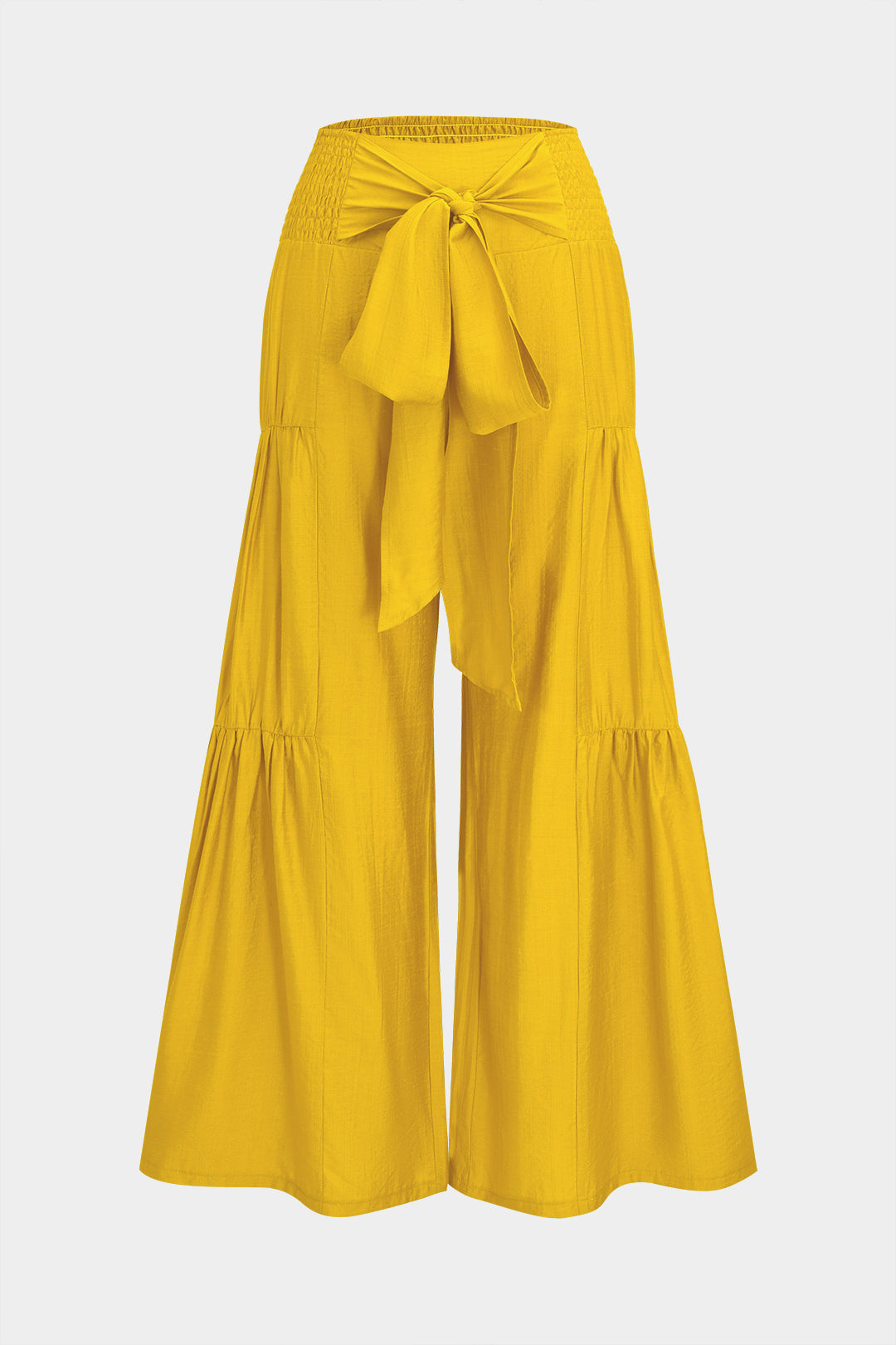 Büzgü Detaylı Kısa Kollu Üst ve Bağlamalı Bol Paça Pantolon Takımı