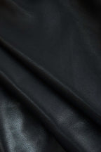 Deri Asimetrik Bükümlü Fermuarlı Mini Elbise