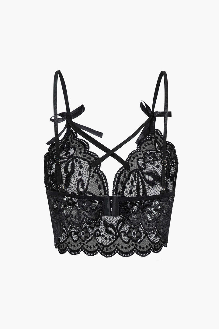 Lace Backless Kesik ve Bağlama Detaylı İç Giyim Garter Seti