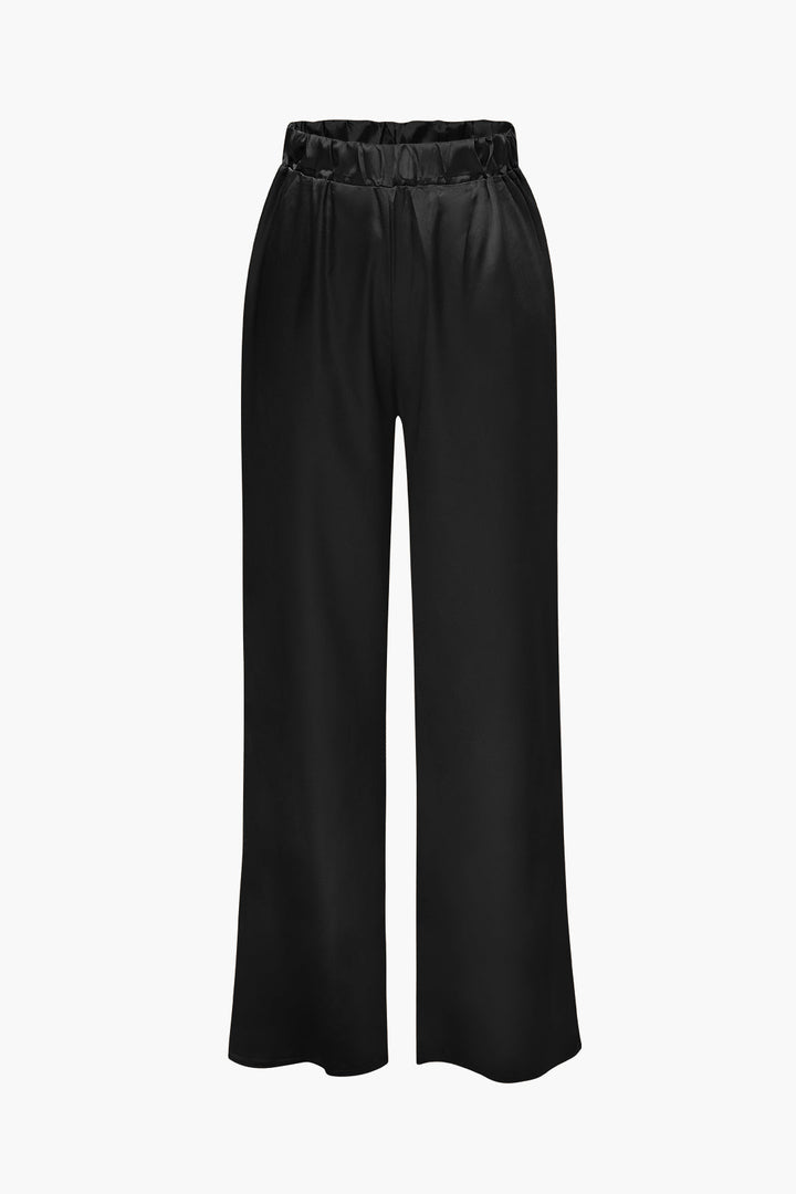 Saphire Saten Düğmeli Gömlek ve Pantolon Takım