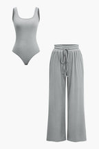 Coffee Solid Bodysuit Ve Pantolon Takımı