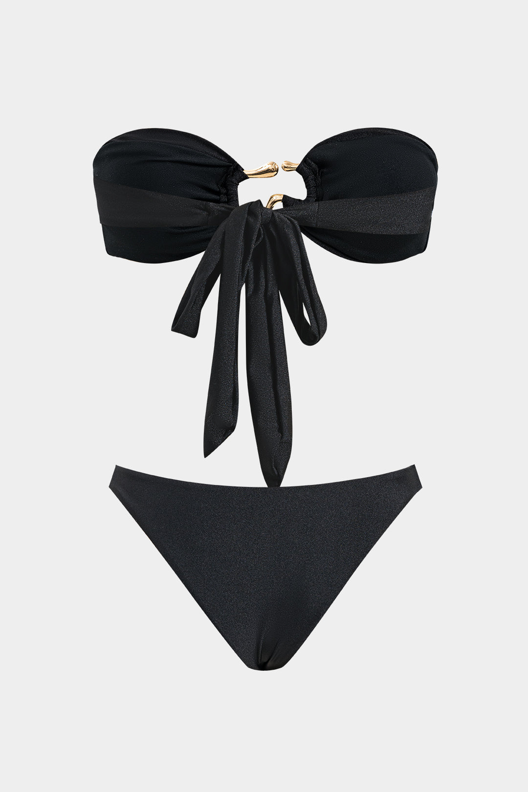 Metalik Büzgülü Bağlamalı Sırt Dekolteli Bikini Takımı