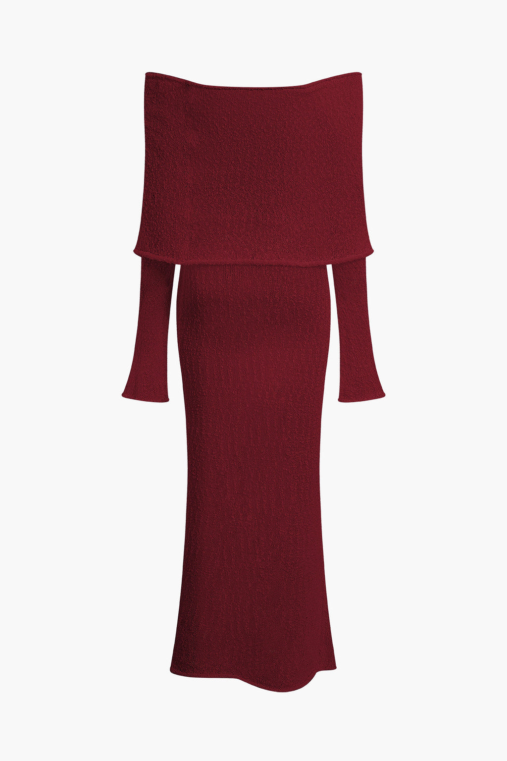 Düşük Omuz Açık Örgü maksi Elbise