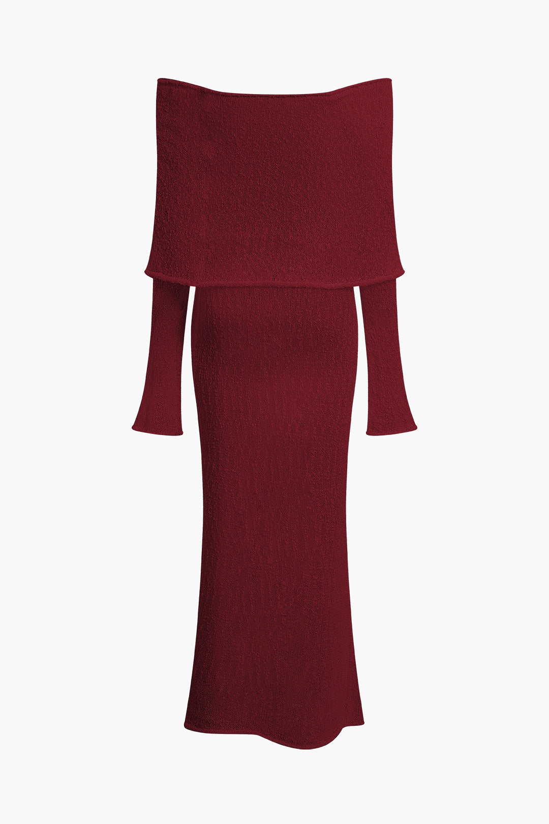 Düşük Omuz Açık Örgü maksi Elbise