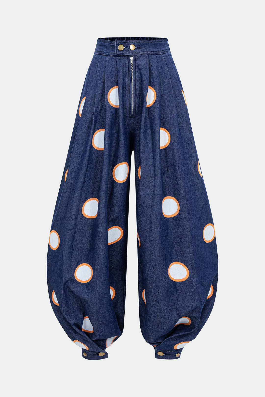 Yüksek bel lastikli Denim Barrel Kot