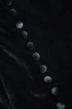 Kontrast Kadife Düğmeli Asimetrik Mini Elbise