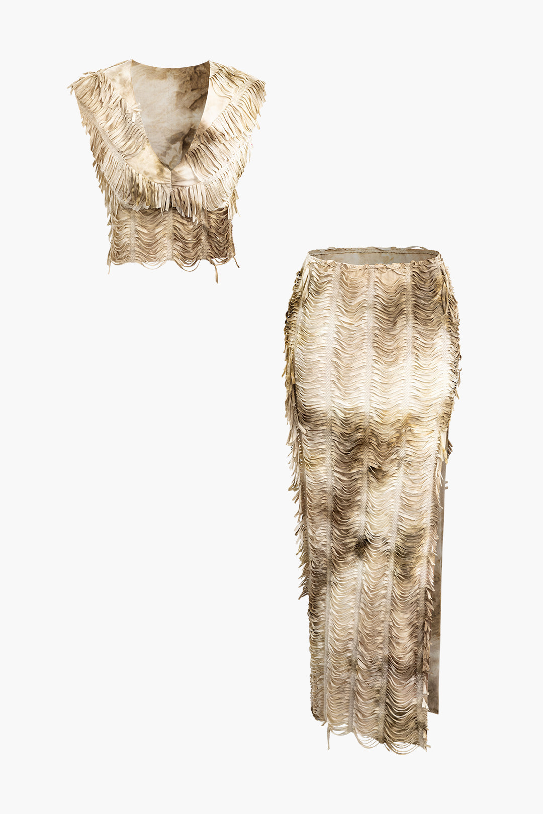 Rave Crop Top ve Yırtmaçlı Etek Takım