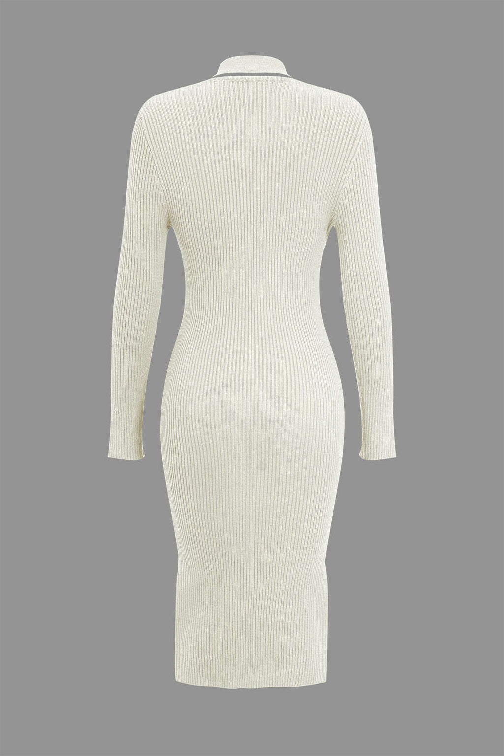 Temel Katı Çapraz Uzun Kollu Kazak Midi Elbise