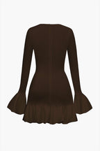 Katı Puf Çan Kol Mini Elbise