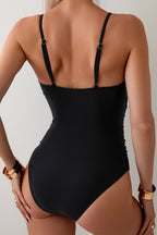 Karın Kontrolü Büzgülü Sırtı Açık Tek Parça Mayo