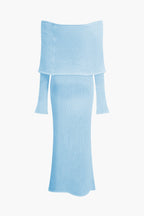 Düşük Omuz Açık Örgü maksi Elbise