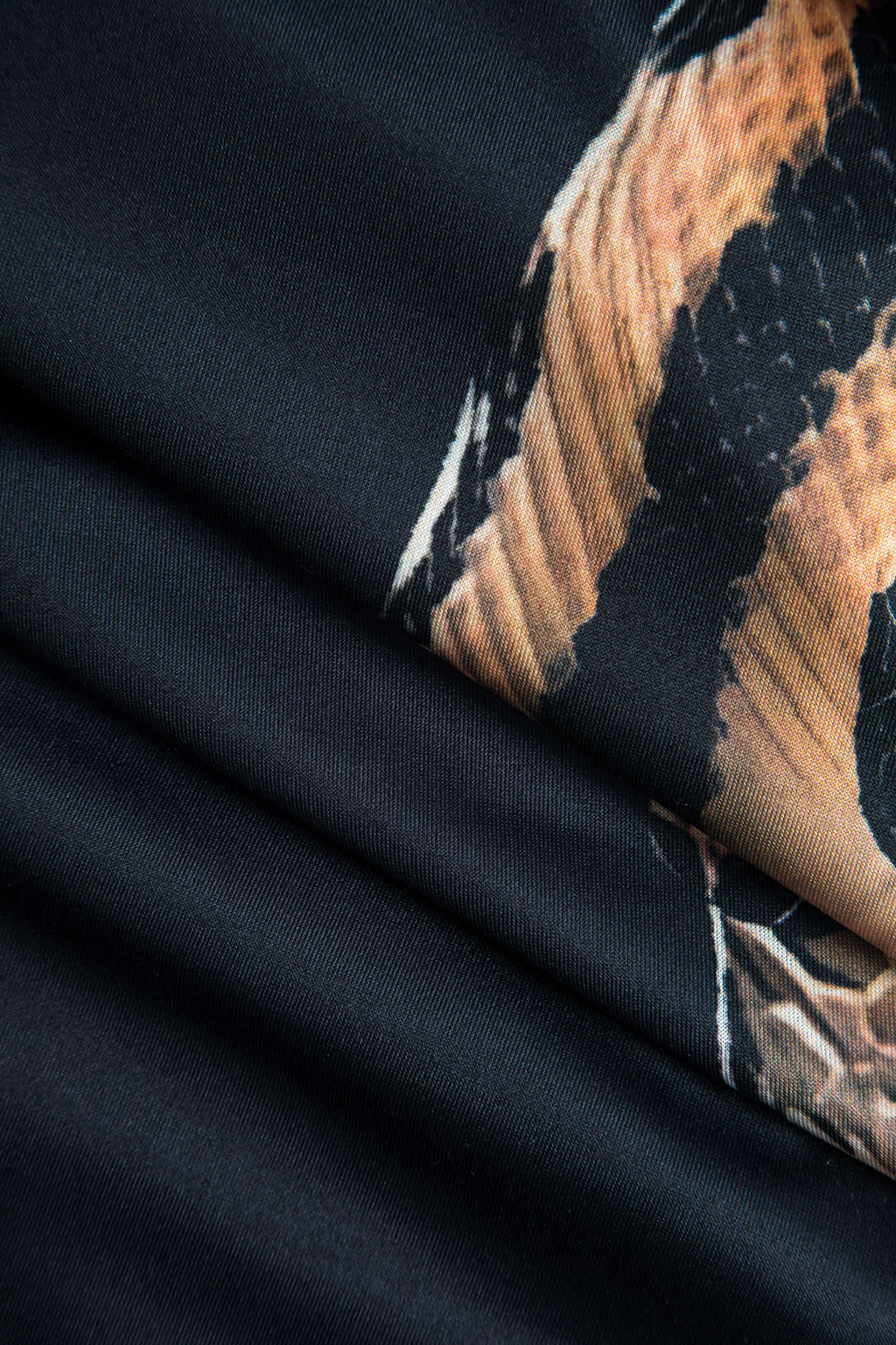 Yılan Desenli Uzun Kollu Yırtmaçlı maksi Elbise