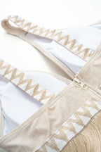 Desenli Tüy Detaylı İki Parça Bikini Takımı