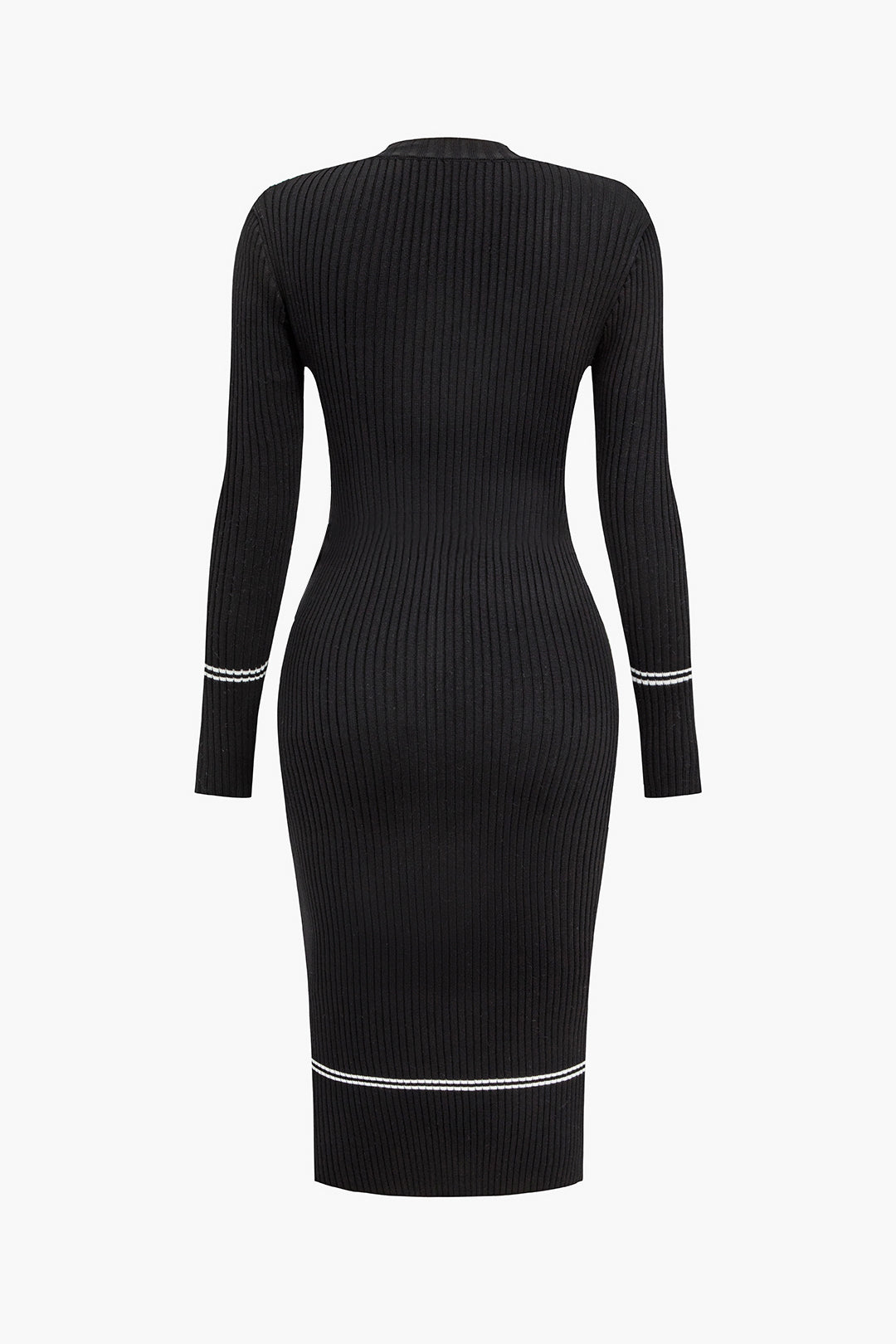 Düğmeli Örgü Bağlamalı Cep Kazak midi Elbise