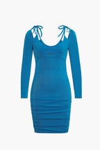 Mavi Kesikli Bodycon Mini Elbise