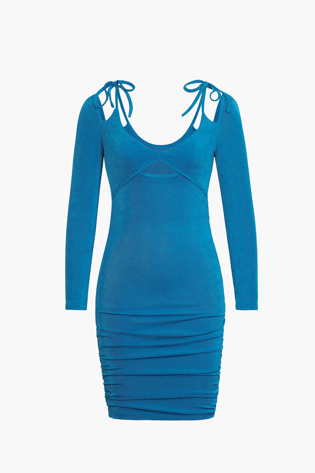 Mavi Kesikli Bodycon Mini Elbise