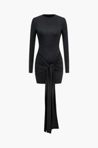 Katı Önden Bağlamalı Mini Elbise