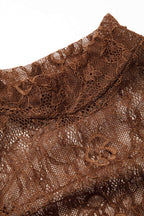 Dantel Panelli Kadife Balıkçı Yaka Uzun Kollu Mini Elbise