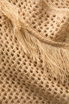 Tek Omuz Püsküllü Ajur Triko mini Elbise